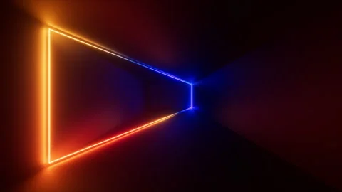 Cycled 3d animation, geometric linear frame, glowing with neon light Video stock 308303722
