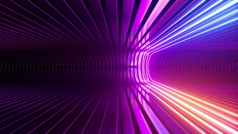 Cycled 3d animation. Glowing neon lines move Stock Footage 247416154