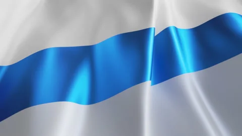 Cycled 3d animation, white-blue-white waving flag, abstract anti war flag Stock Footage 172383610