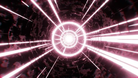 Cycled animation of flight inside glowing hyperspace tunnel, seamless, 3D render Stock Footage 267680638