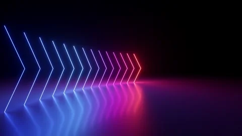 Cycled cycled 3d animation. Abstract neon background with flashing arrows Stock Footage 295921531