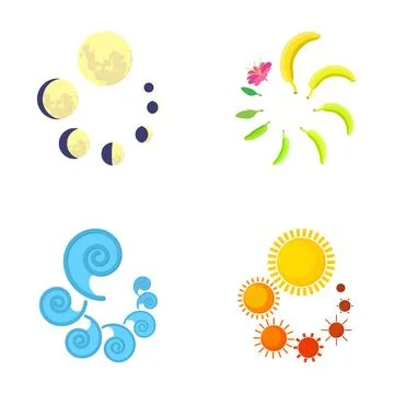 Cycles of nature and progress loader symbols Stock Illustration