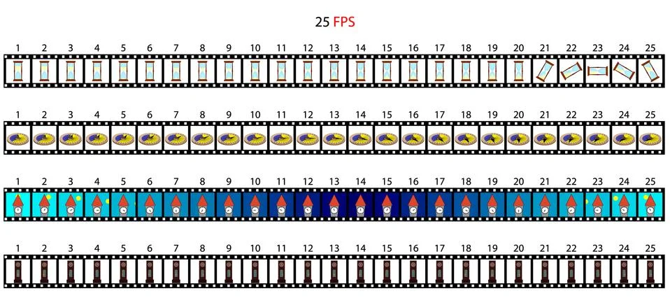 Cyclic animation of different types of clocks in a vector. Stock Illustration