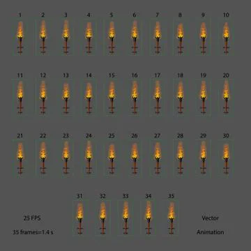 Cyclic animation of the torch flame. Stock Illustration