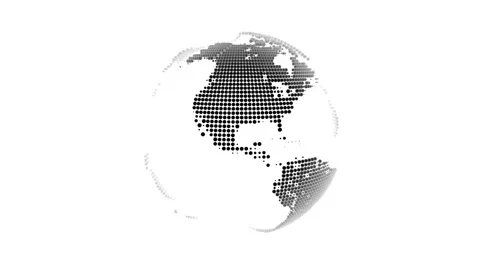 Cyclic (closed, looped) animated globe, globe Earth on white background Stock Footage 55387886