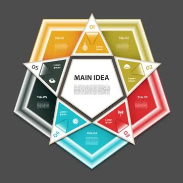 Cyclic diagram with five steps and icons. Infographic vector background. eps Stock Illustration