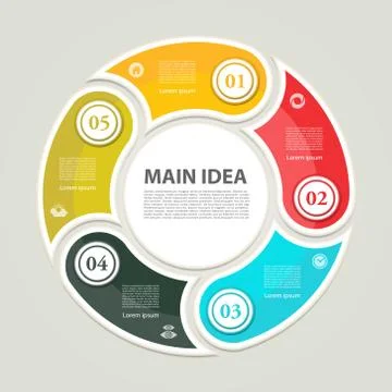 Cyclic diagram with five steps and icons. eps 10 Stock Illustration
