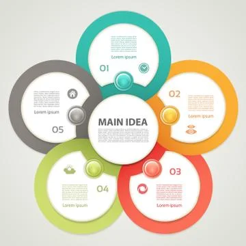 Cyclic diagram with five steps and icons. eps 10 Stock-Illustration