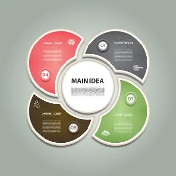 Cyclic diagram with four steps and icons. Infographic vector background. eps Stock Illustration