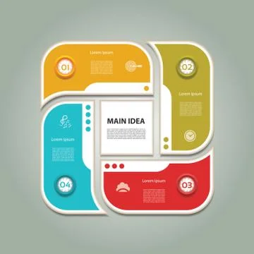Cyclic diagram with four steps and icons. eps 10 Stock Illustration