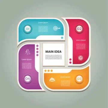 Cyclic diagram with four steps and icons. eps 10 Stock Illustration