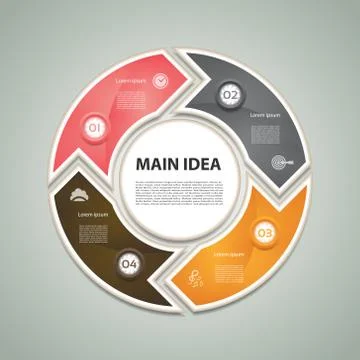 Cyclic diagram with four steps and icons. eps 10 Stock Illustration