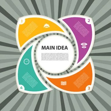 Cyclic diagram with four steps and icons. eps 10 Stock Illustration