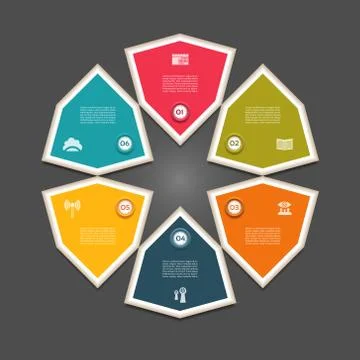 Cyclic diagram with six steps and icons. eps 10 Stock Illustration