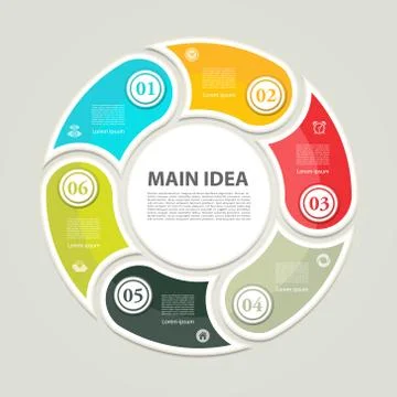 Cyclic diagram with six steps and icons. eps 10 Stock Illustration