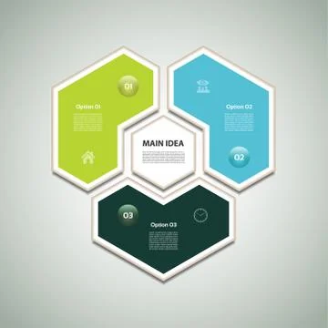 Cyclic diagram with three steps and icons. eps 10 Stock Illustration