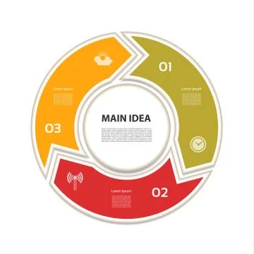Cyclic diagram with three steps and icons. eps 10 Stock Illustration