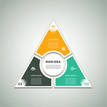 Cyclic diagram with three steps and icons. eps 10 Stock Illustration