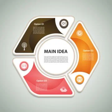 Cyclic diagram with three steps and icons. eps 10 Stock Illustration