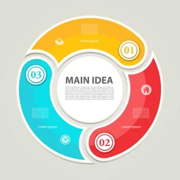 Cyclic diagram with three steps and icons. eps 10 Stock Illustration