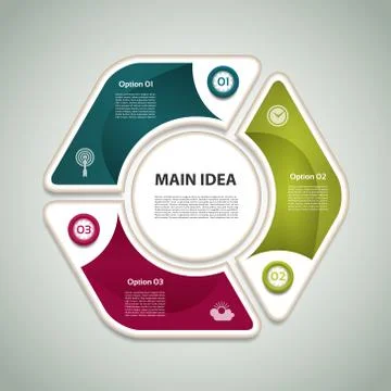 Cyclic diagram with three steps and icons. eps 10 Stock Illustration