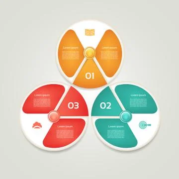 Cyclic diagram with three steps and icons. eps 10 Stock Illustration