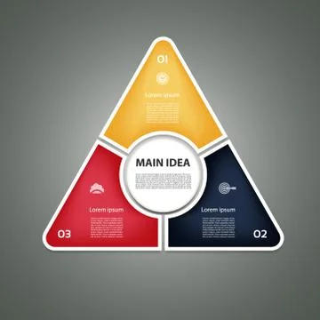 Cyclic diagram with three steps and icons Stock-Illustration