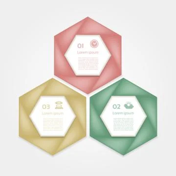 Cyclic diagram with three steps and icons. Stock Illustration