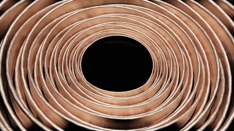 Cyclic motion 3d abstraction golden rings revolve around its geometric center. Stock Footage 122038070
