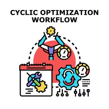 Cyclic optimization workflow improving business processes and efficiency 스톡 일러스트