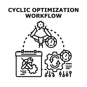 Cyclic optimization workflow improving business processes and efficiency Illustrazione stock