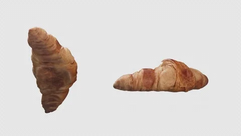 Cyclic rotation of two types of croissants around their axis. Alpha channel. Stock Footage 315522557