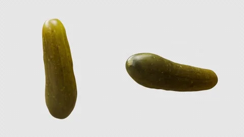 Cyclic rotation of two types of cucumbers around their axis. Alpha channel. Stock Footage 315968058