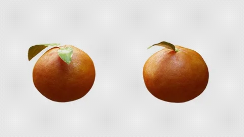 Cyclic rotation of two types of tangerines around their axis. Alpha channel. Video stock 312578231