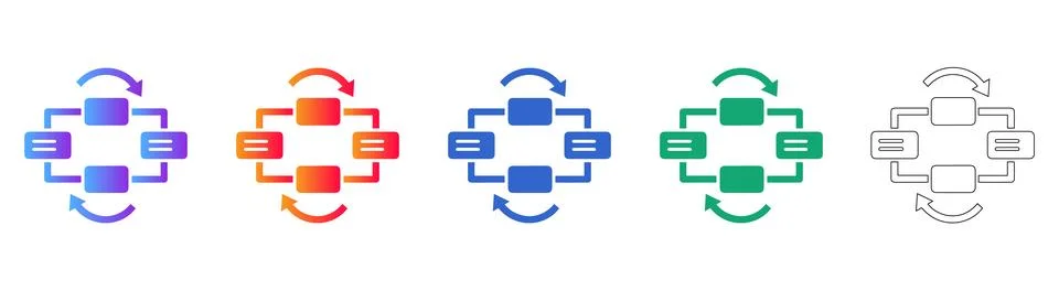 Cyclical Process Flow Icons Stockillustratie