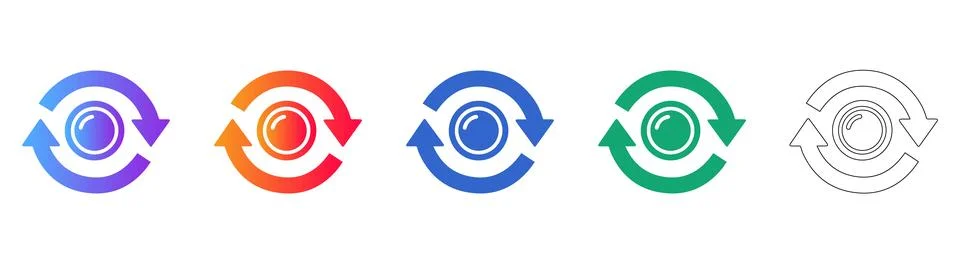 Cyclical Refresh Icon Set in Multiple Styles Stock Illustration
