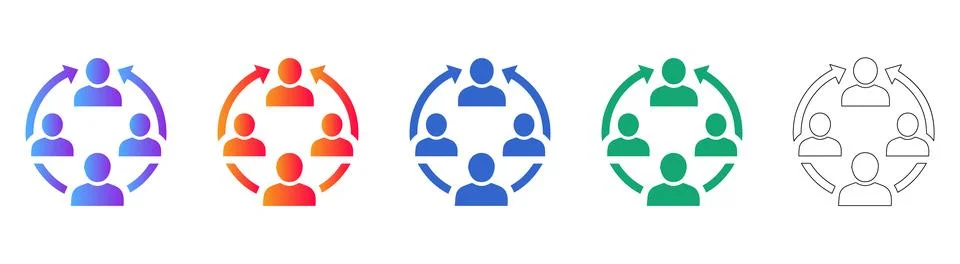 Cyclical Team Workflow and Feedback Icon Set Stock-Illustration