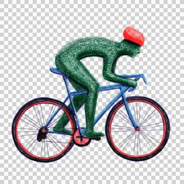 Cycling on bicycle risography illustration Stock Illustration