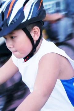 Cycling boy speeding Stock Photos