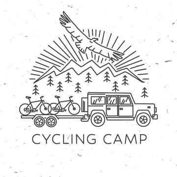 Cycling camp. Vector illustration. Concept for shirt or logo, print, stamp or 스톡 일러스트
