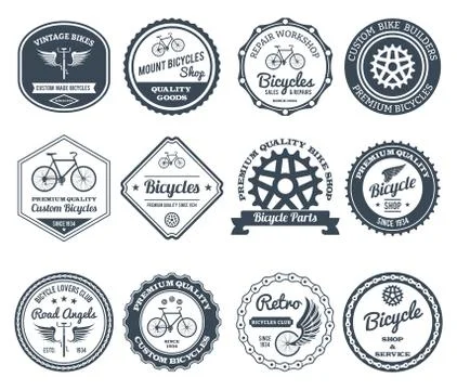 Cycling Emblems Black Set Stock Illustration