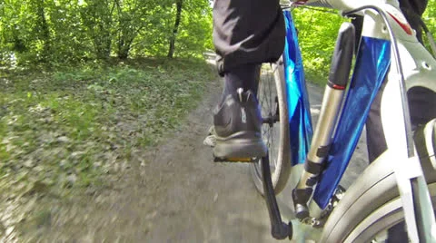 Cycling in the forest Stock Footage 23598958