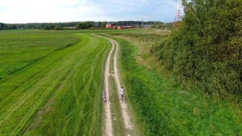 Cycling on a forest road Stock Footage 116411954