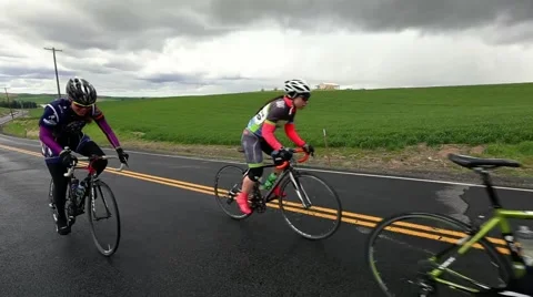 Cycling group steadicam Stock Footage 50487552