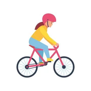 Cycling, happy side view. Vector illustration isolated on white background Stock Illustration