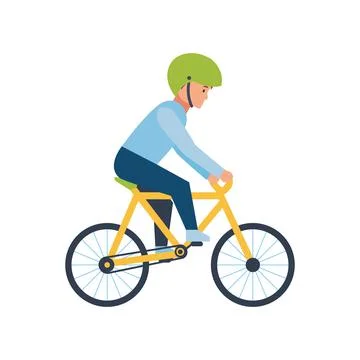 Cycling, happy side view. Vector illustration isolated on white background Stock Illustration