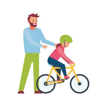 Cycling, happy side view. Vector illustration isolated on white background Stock Illustration