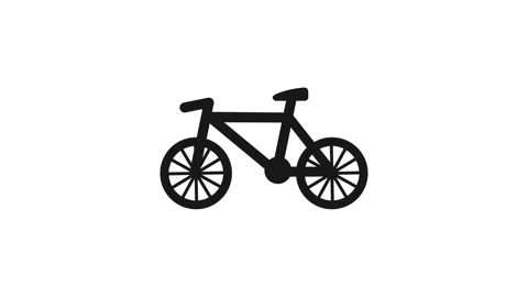 Cycling Icon Animation - Bicycle with Moving Wheels, Minimal Motion Graphics Stock Footage 342032253