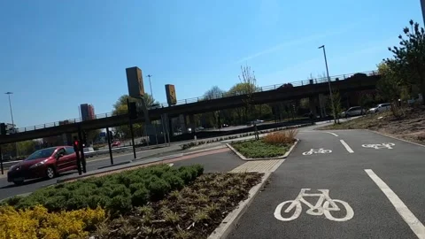 Cycling Infrastructure in Manchester Stock Footage
