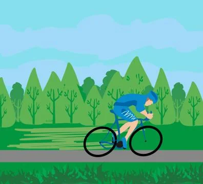 Cycling man in training Stock Illustration